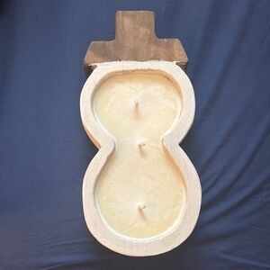 Wooden Snowman Candle